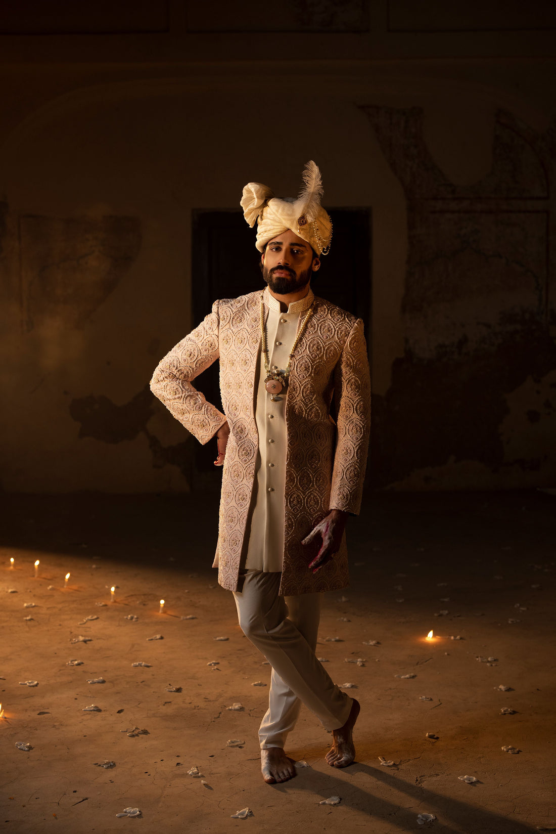 Pink Tear Sherwani