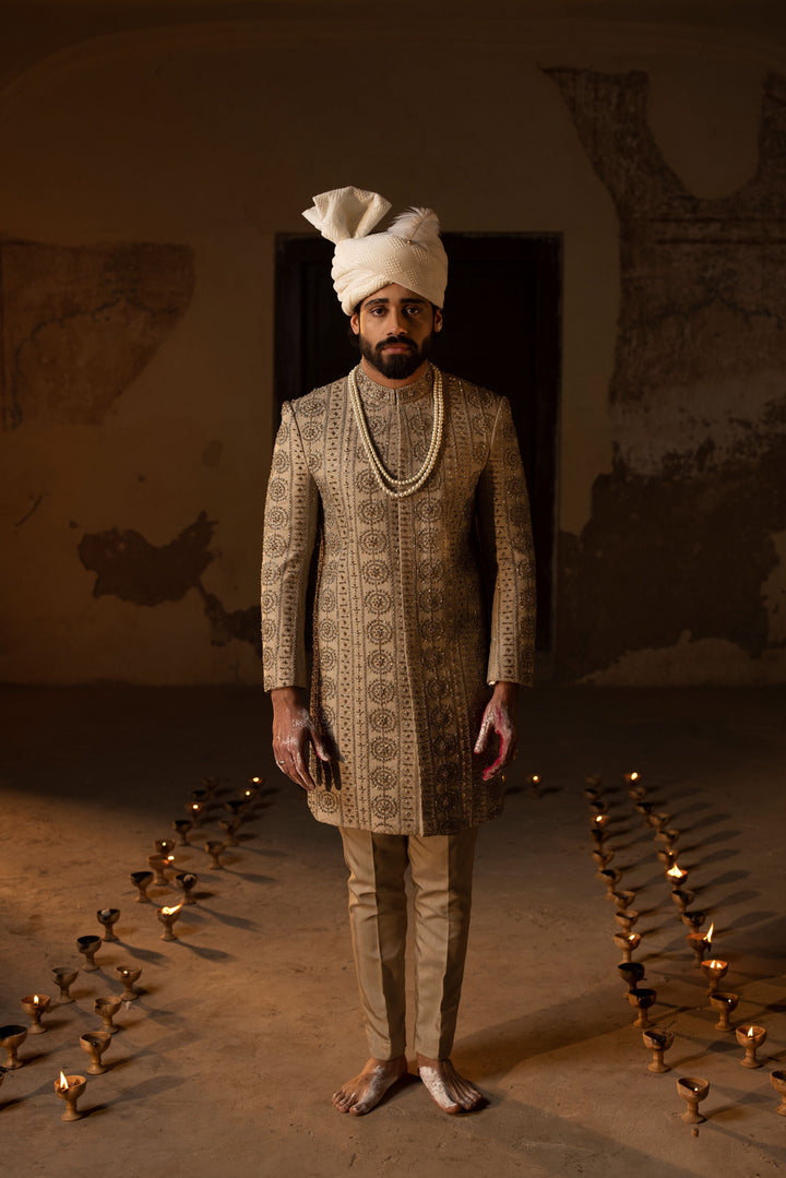 Grey Heavy Embellished Sherwani
