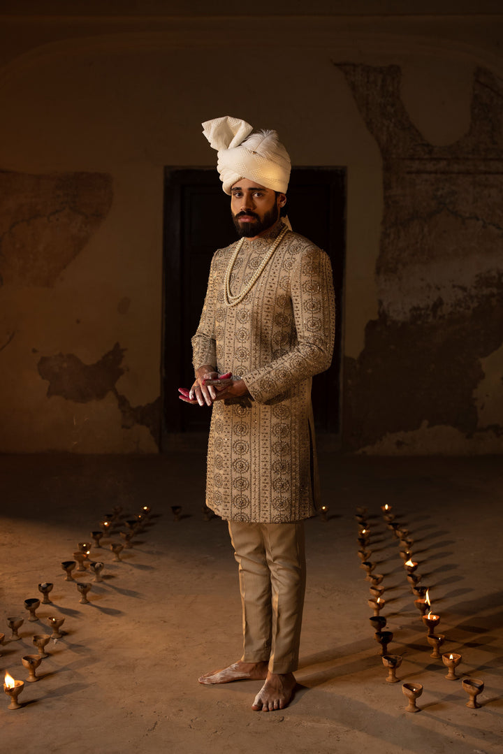 Grey Heavy Embellished Sherwani