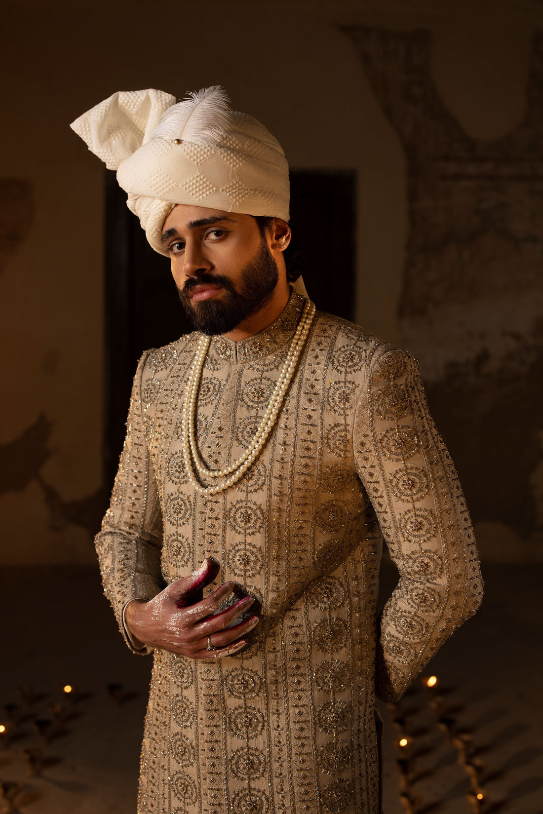 Grey Heavy Embellished Sherwani