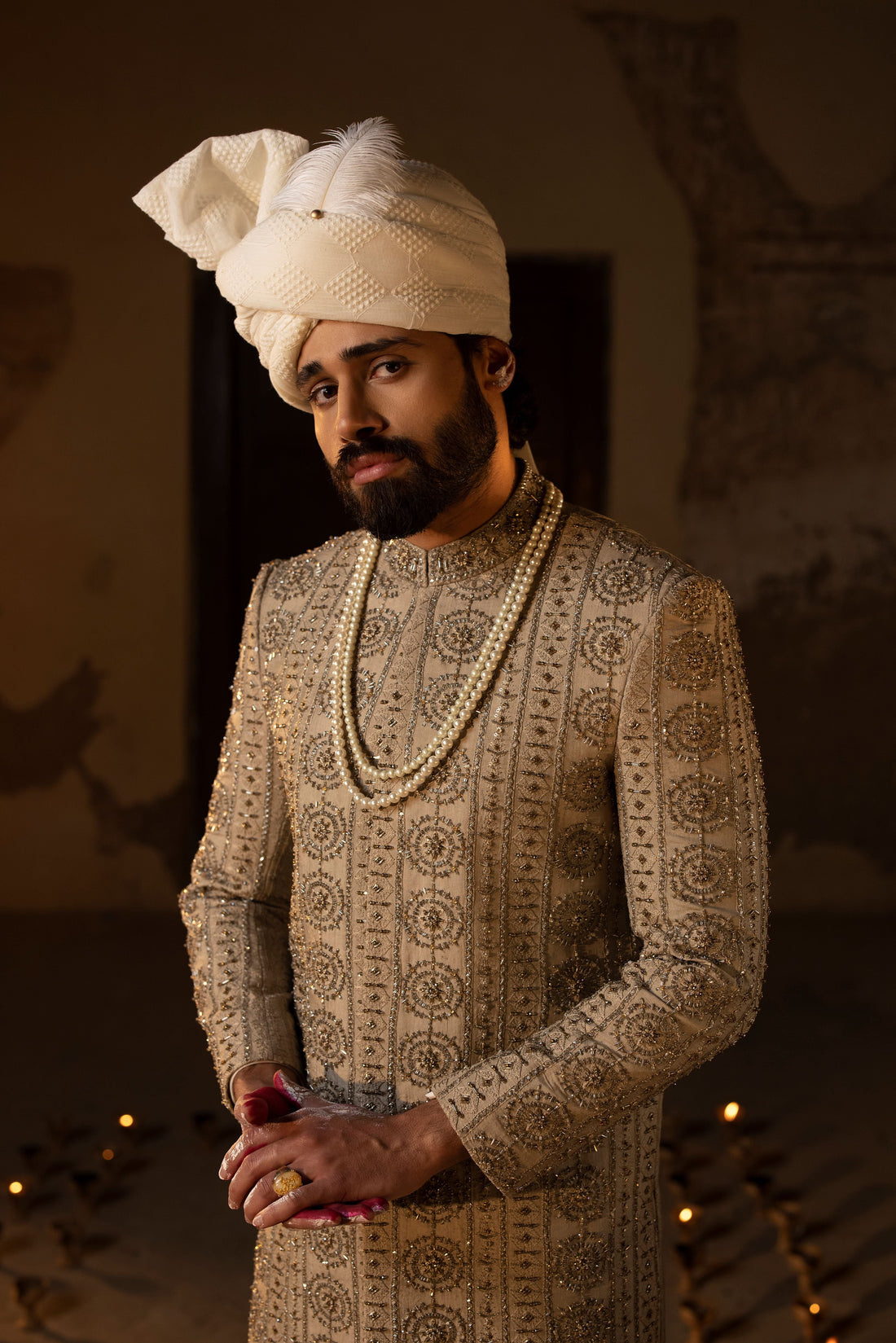 Grey Heavy Embellished Sherwani