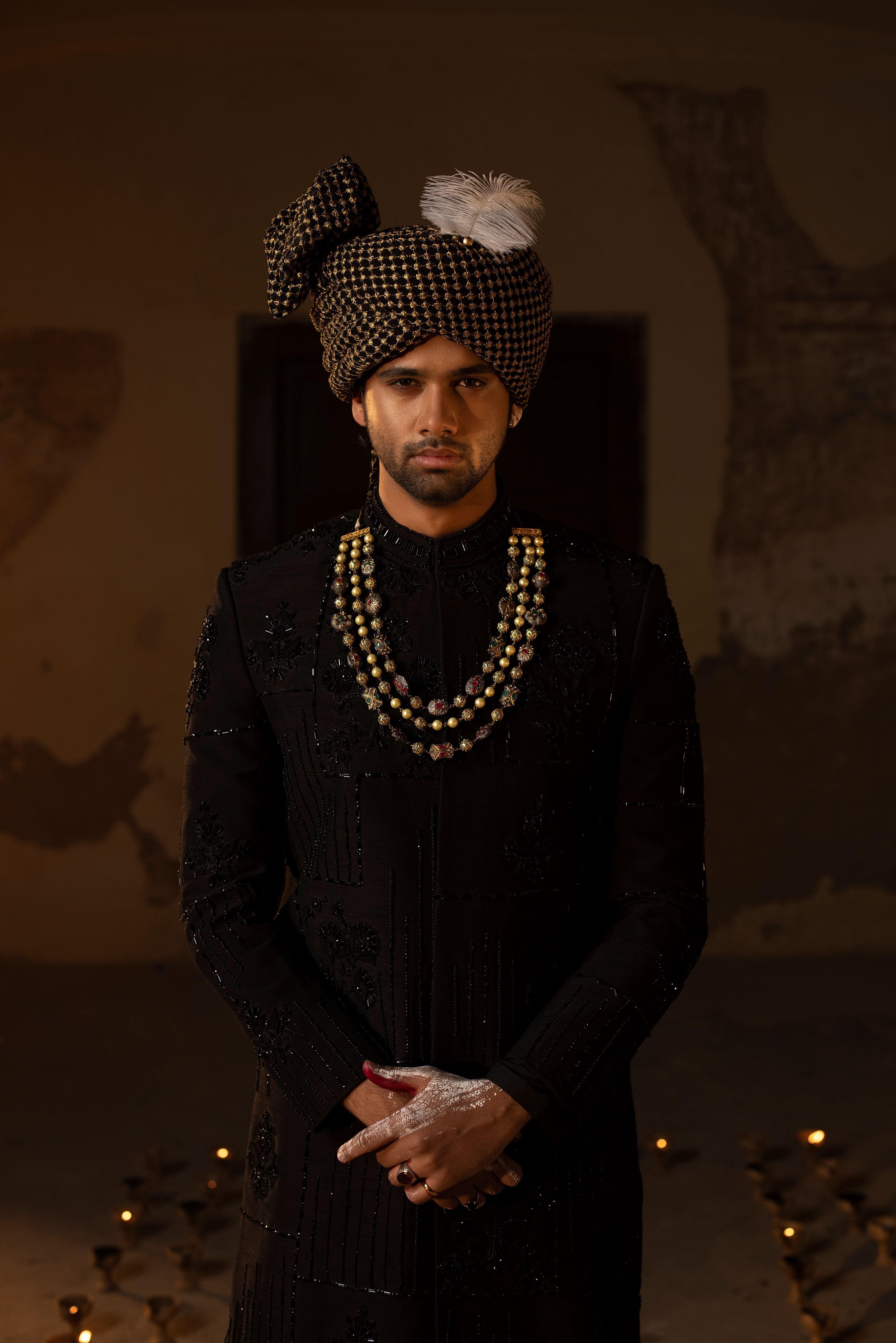 Black A Symmetric Sherwani