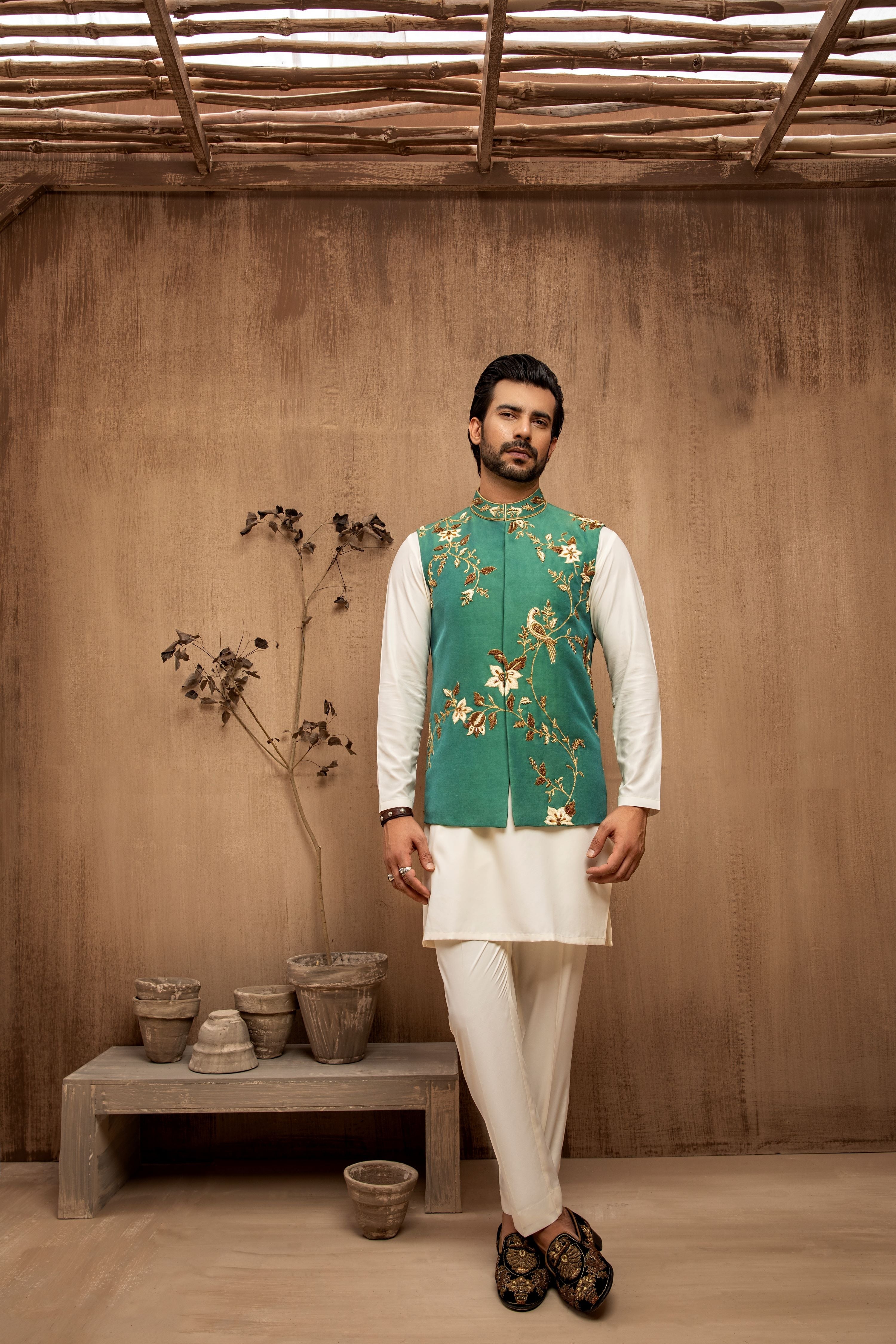 Aqua Marine A Symmetric Floral & Bird