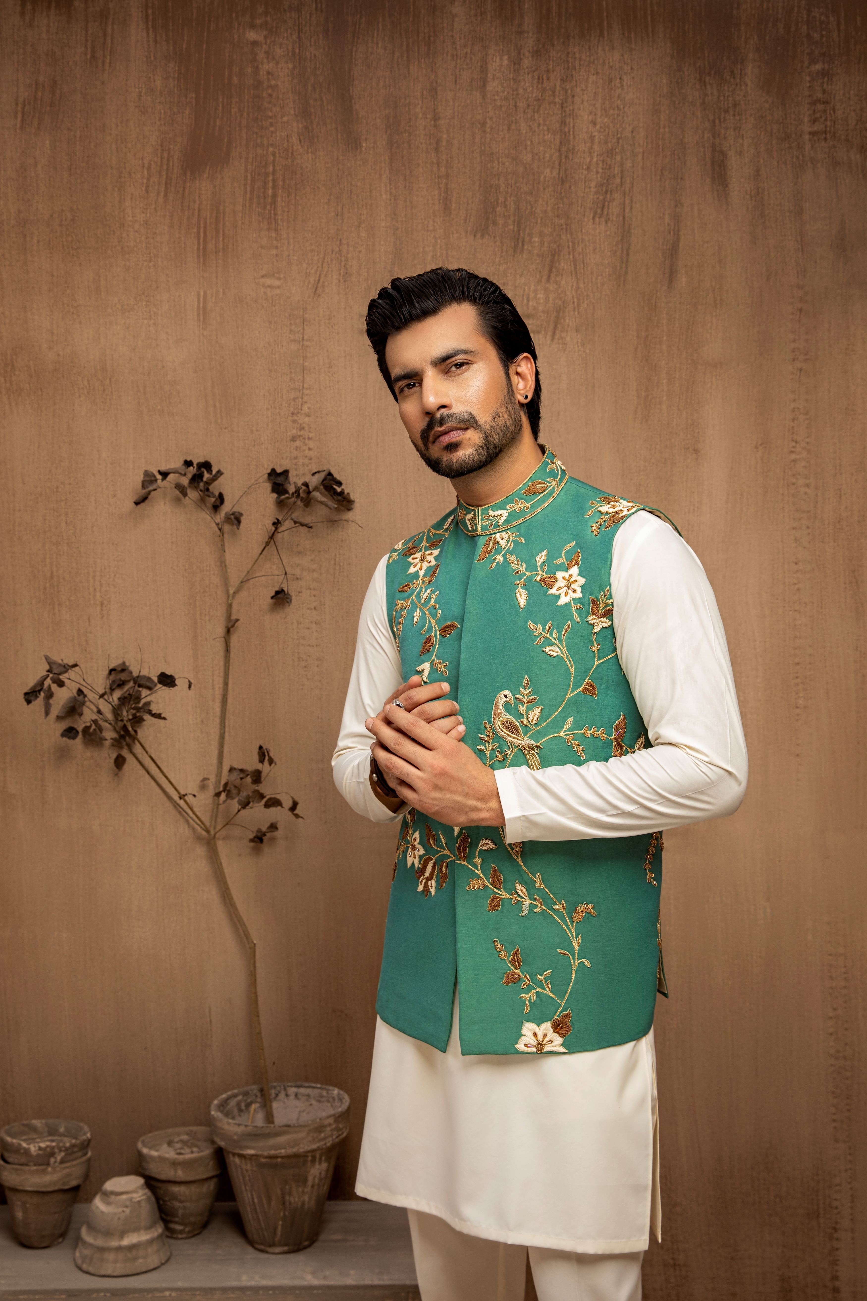 Aqua Marine A Symmetric Floral & Bird