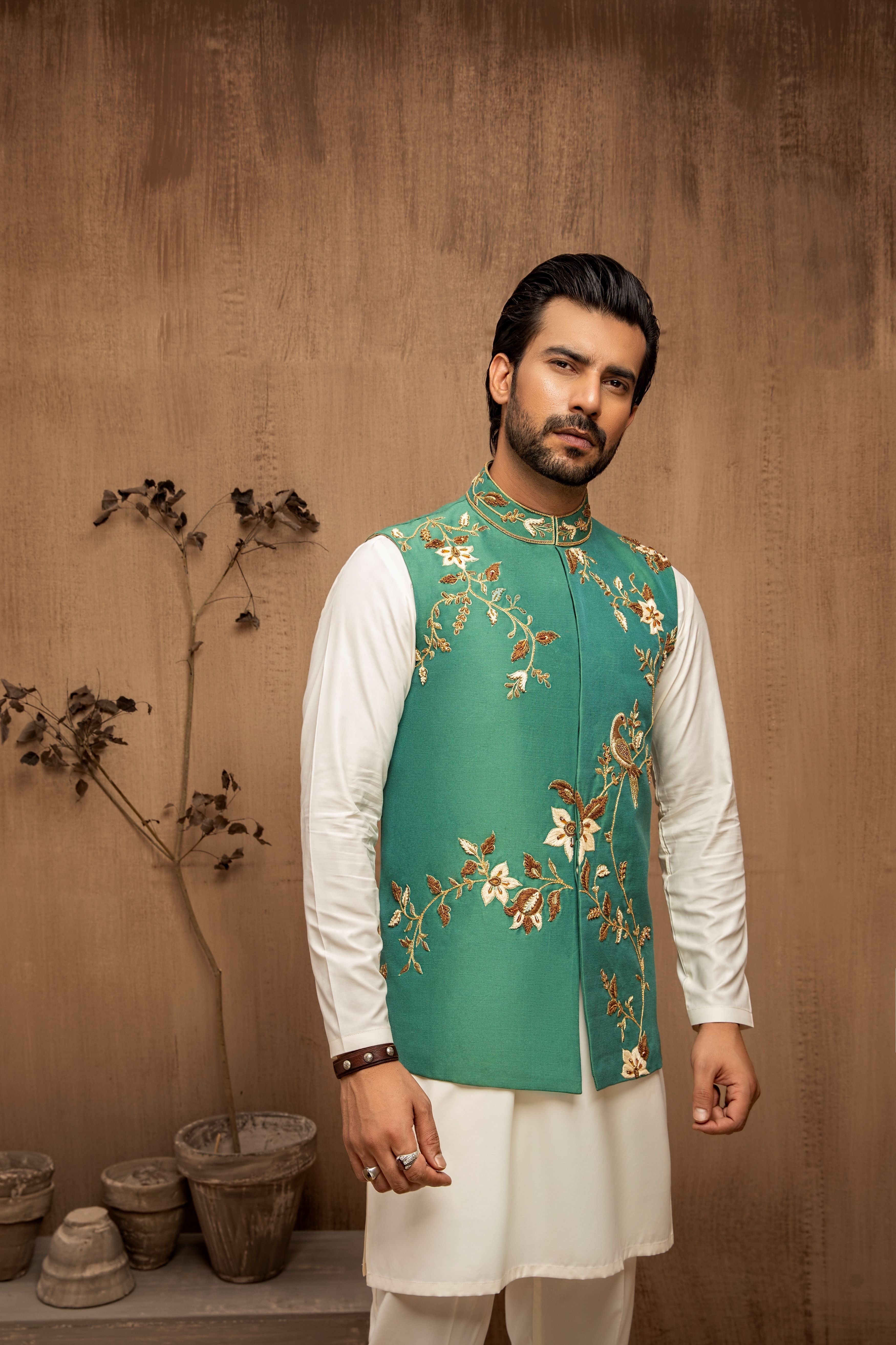 Aqua Marine A Symmetric Floral & Bird