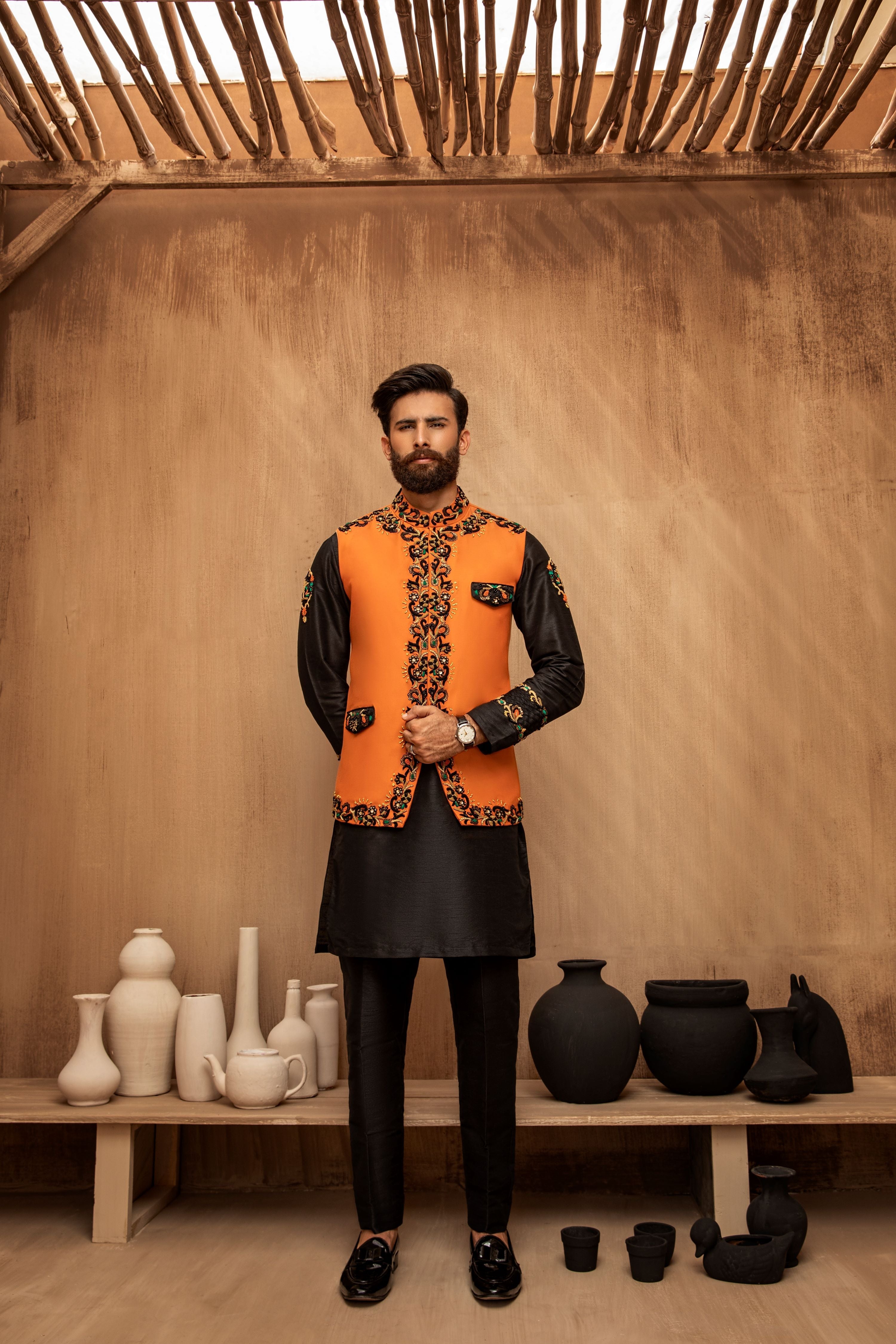 RTW Orange Centre Front Floral Border