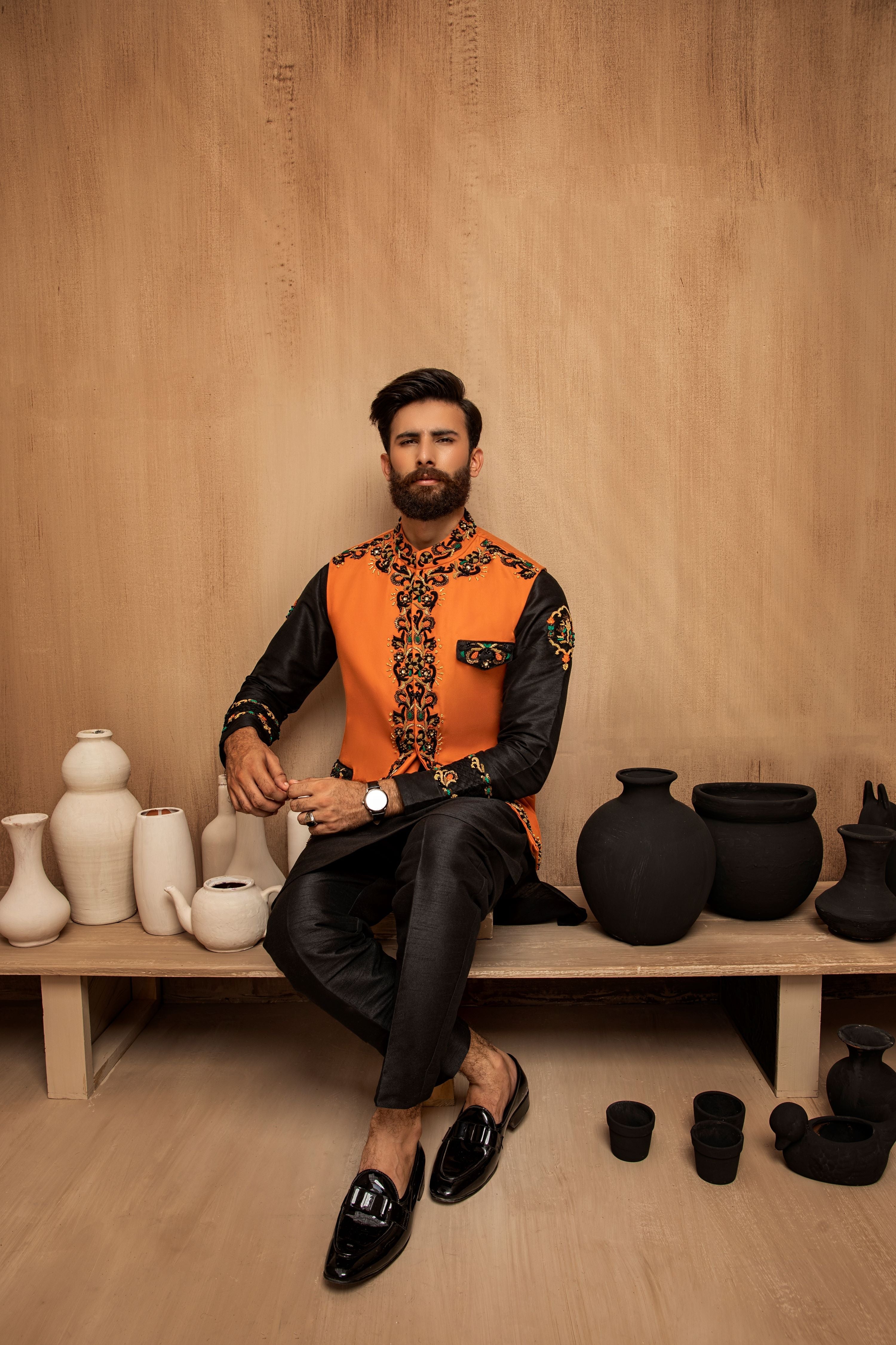 RTW Orange Centre Front Floral Border