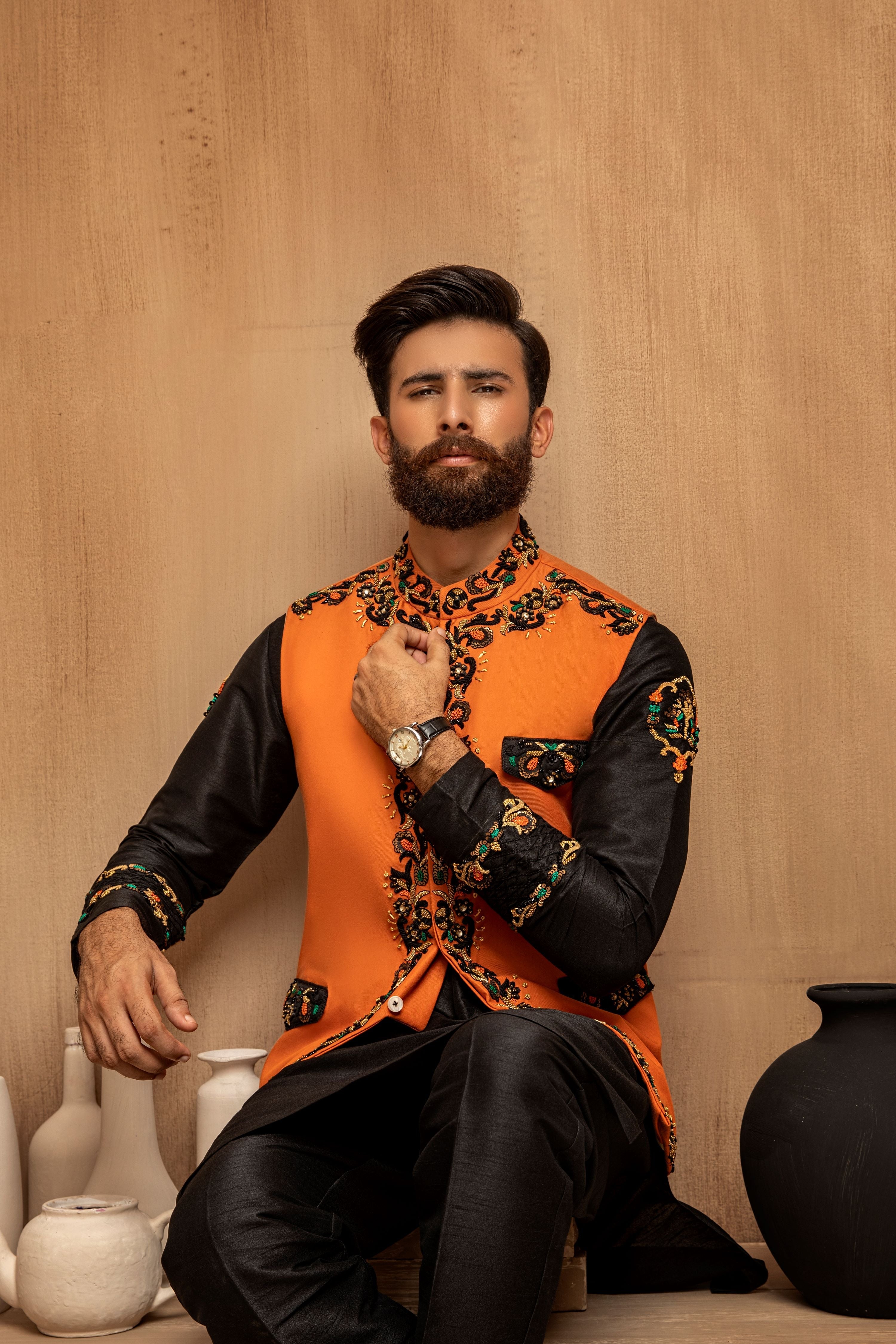 RTW Orange Centre Front Floral Border