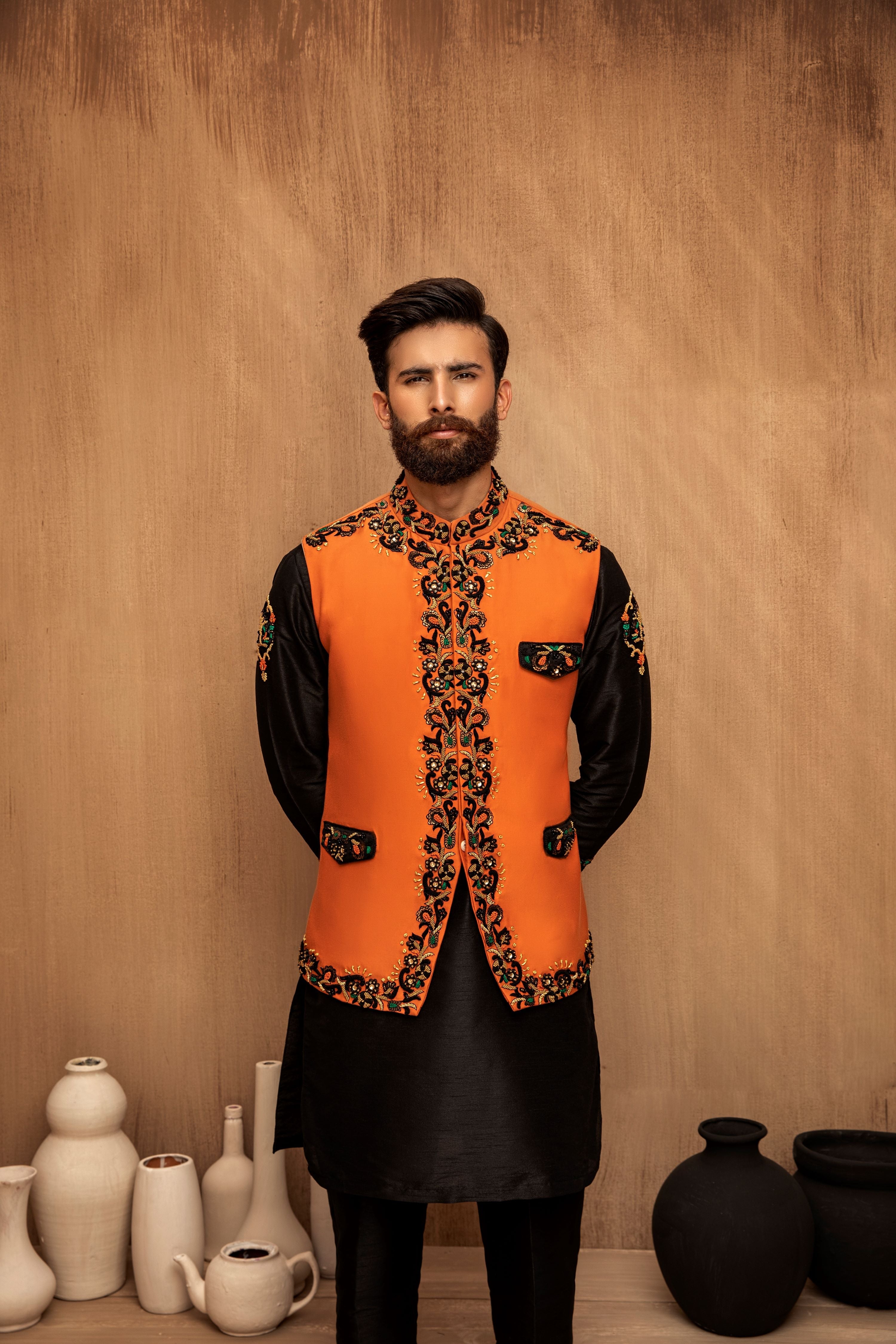 RTW Orange Centre Front Floral Border