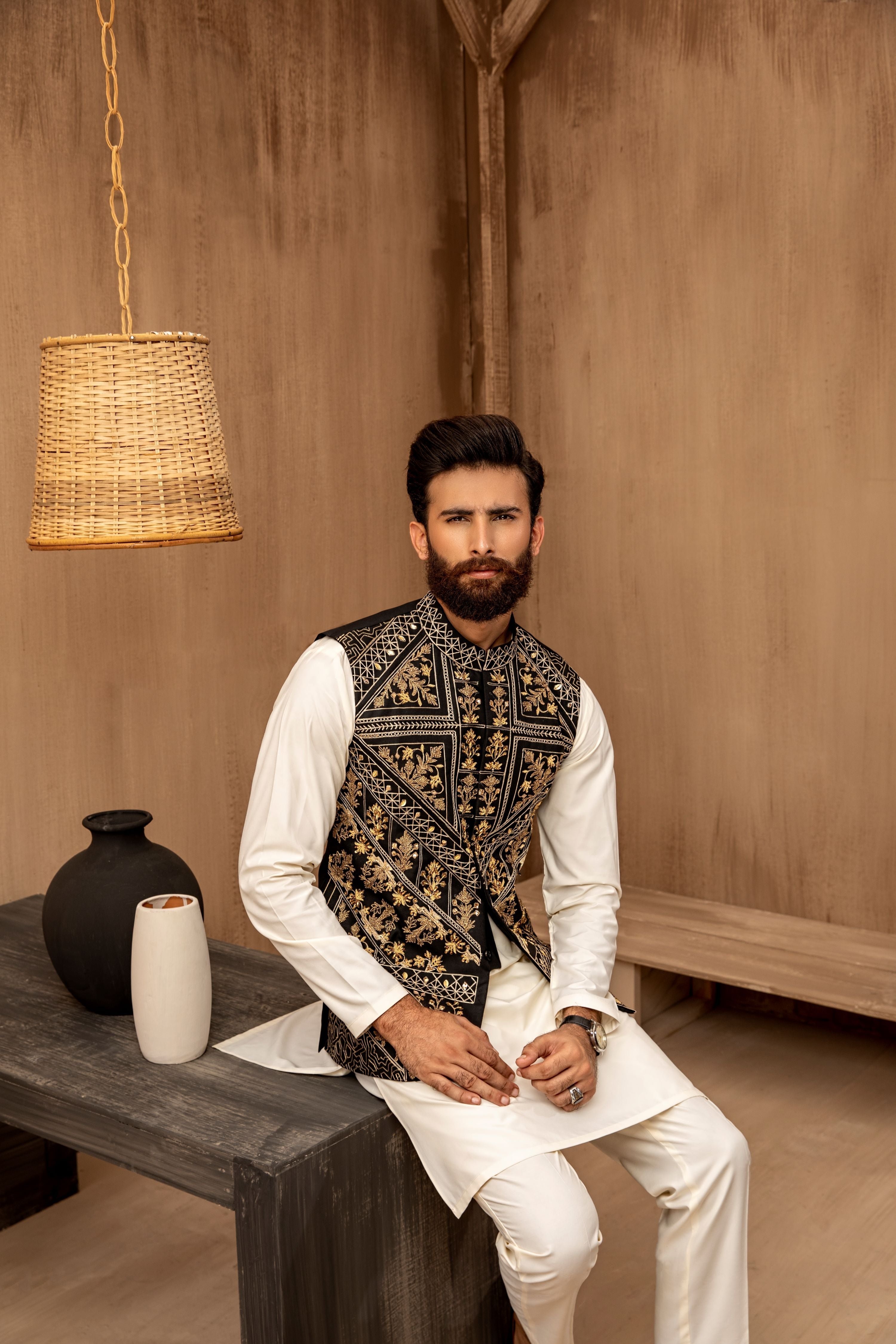 Black Ethnic Waistcoat