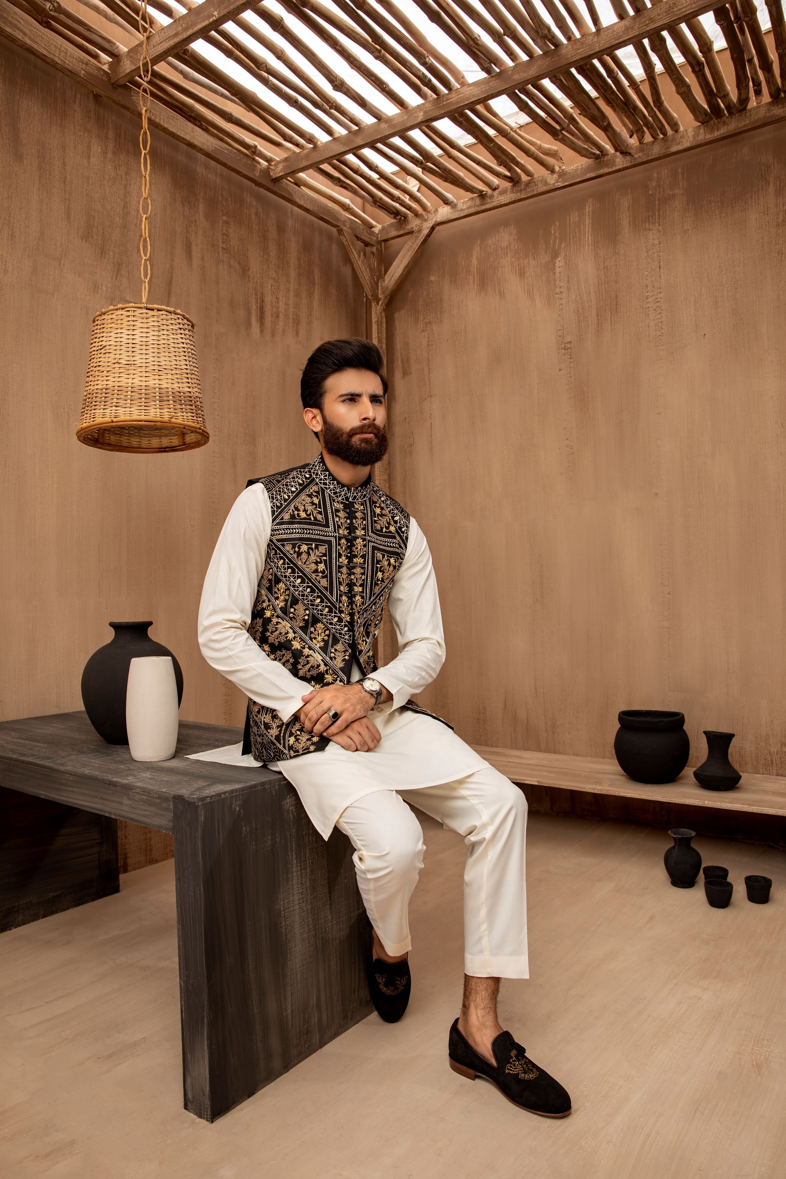 Black Ethnic Waistcoat