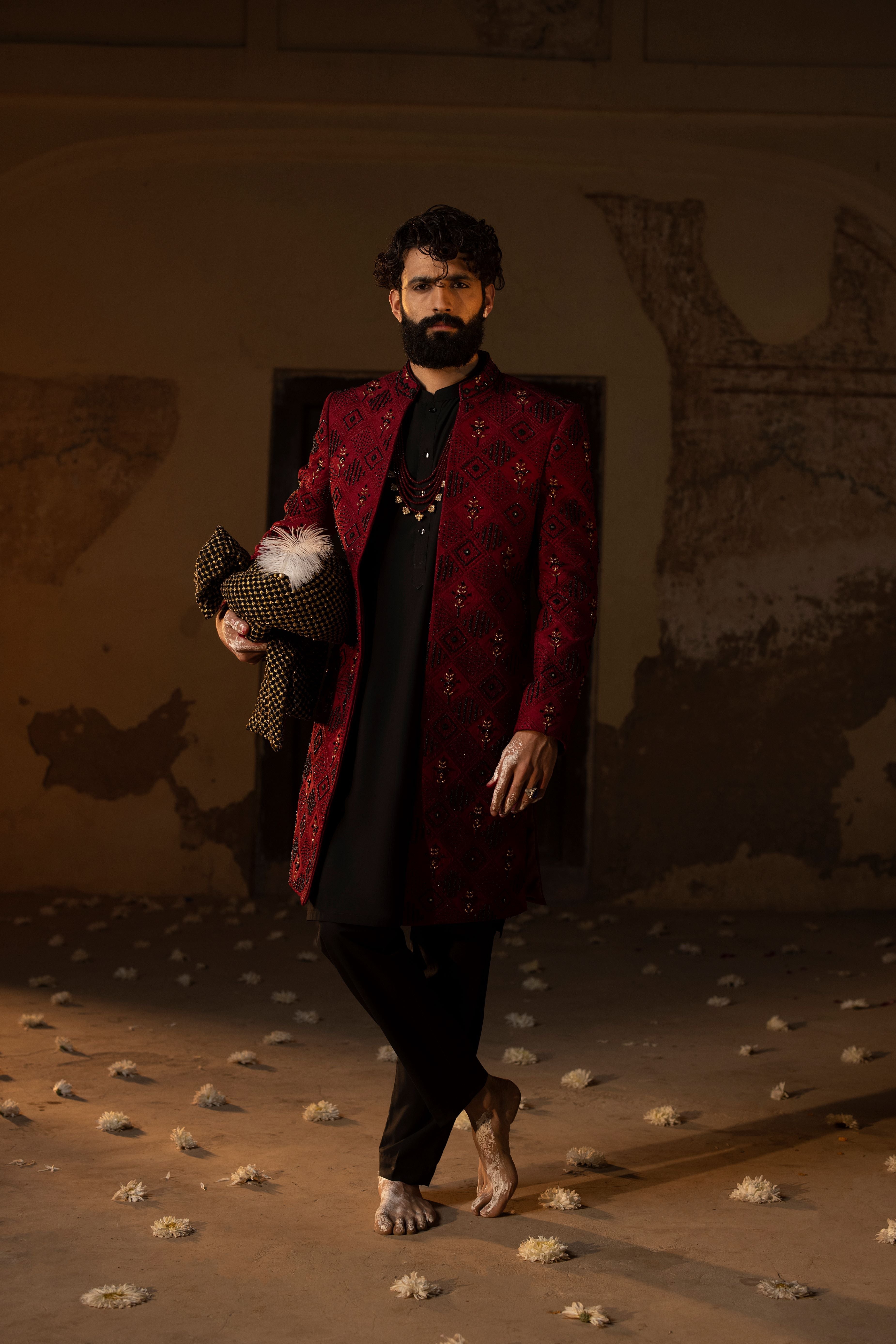 Block Mix Allover Sherwani
