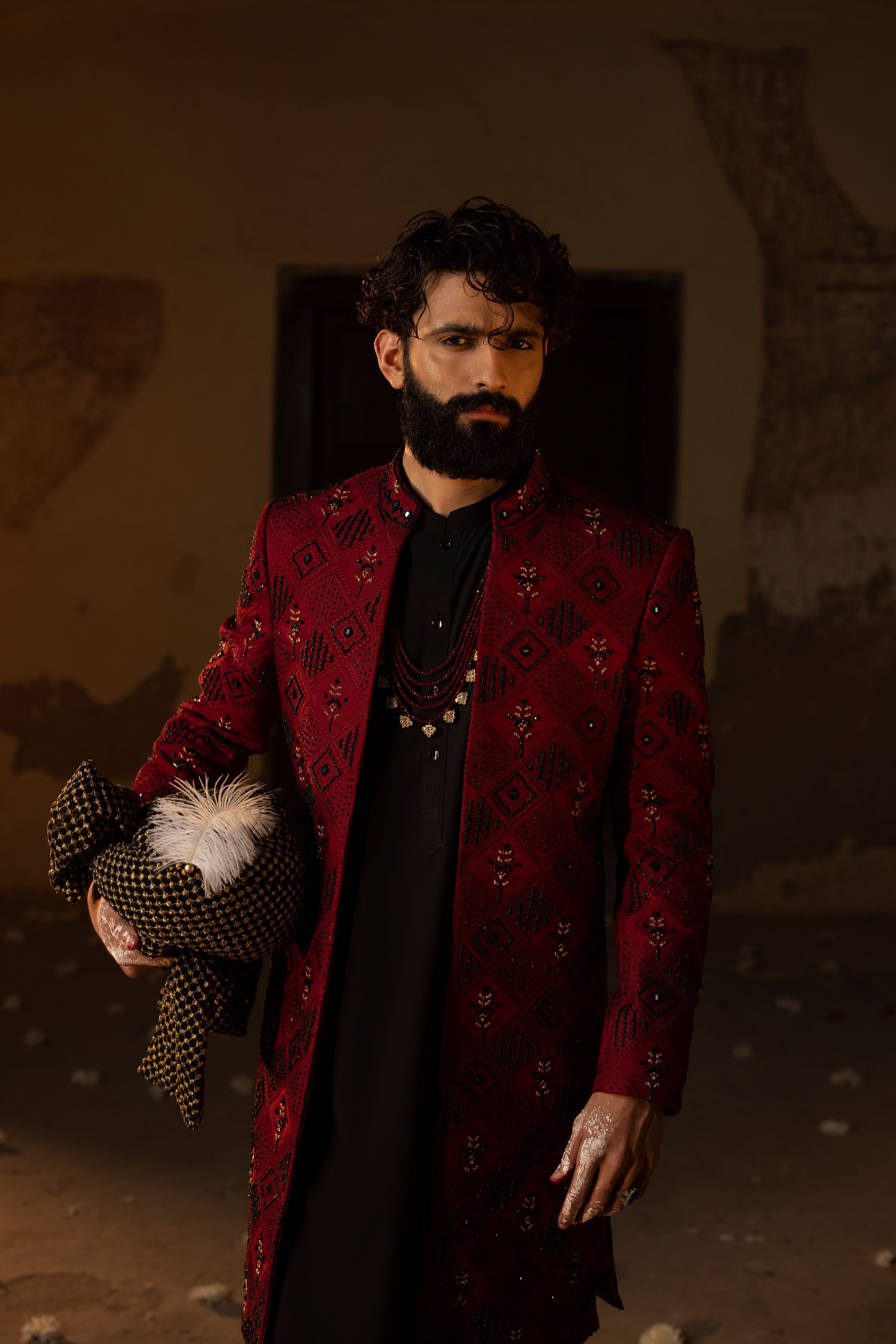 Block Mix Allover Sherwani
