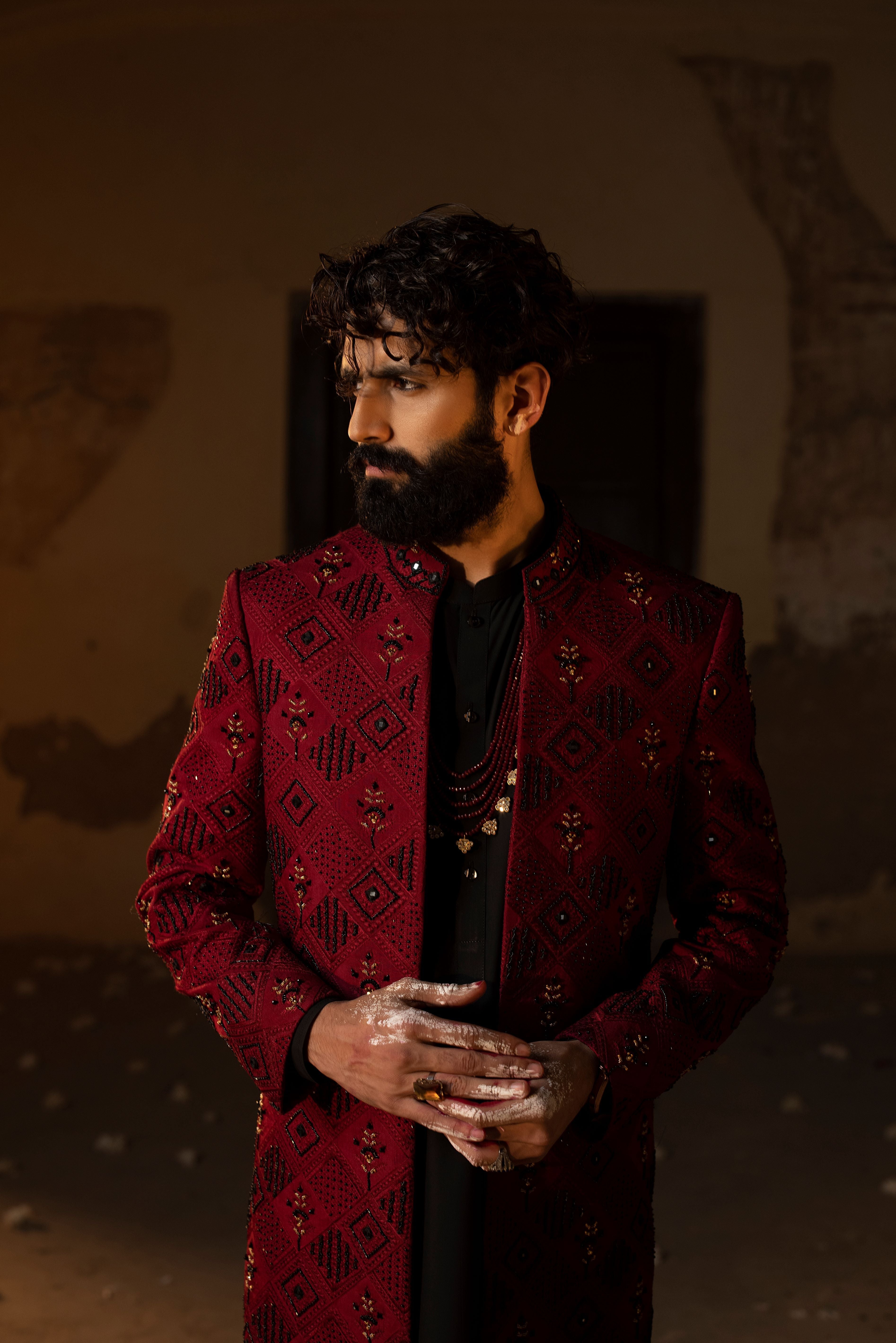 Block Mix Allover Sherwani
