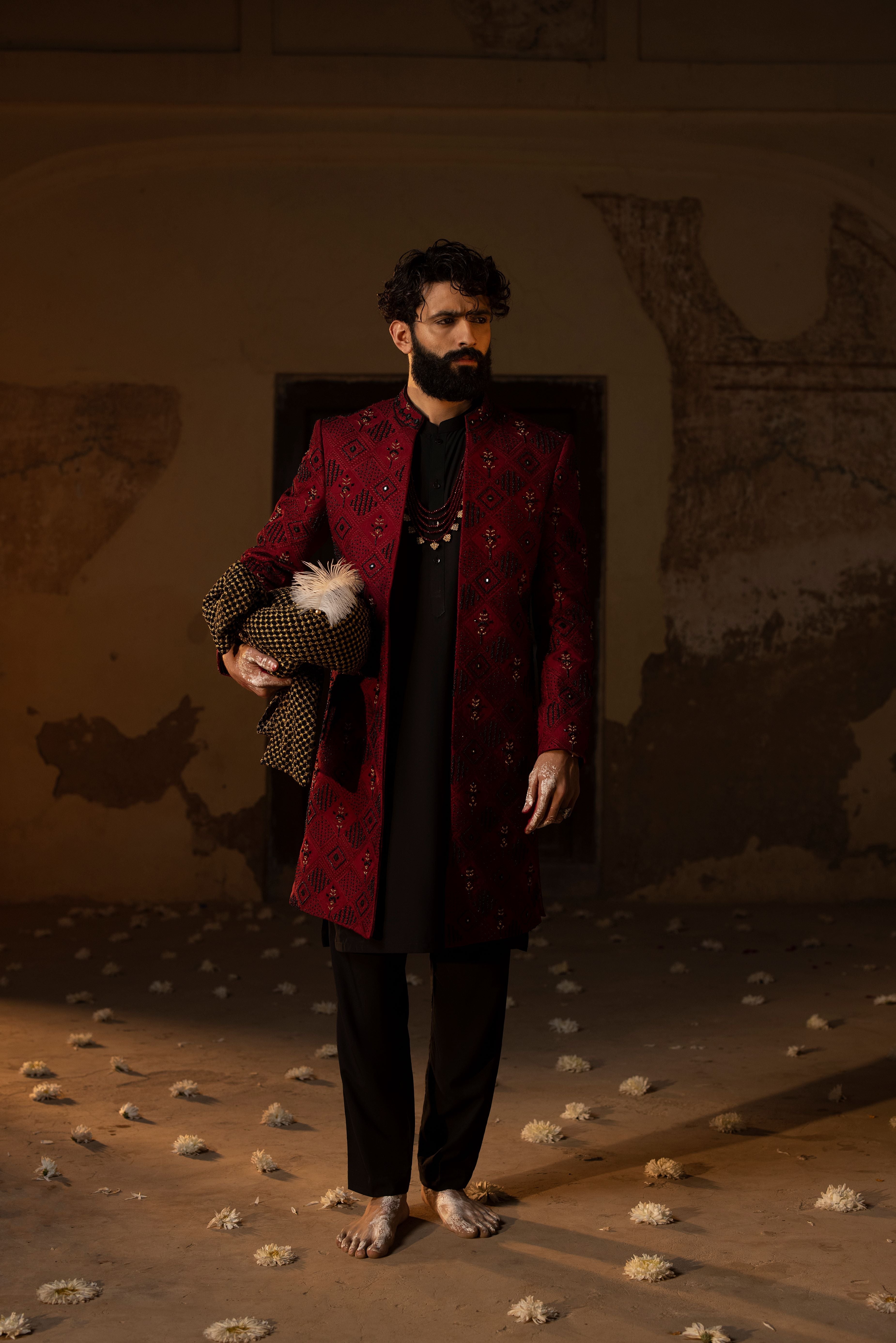 Block Mix Allover Sherwani
